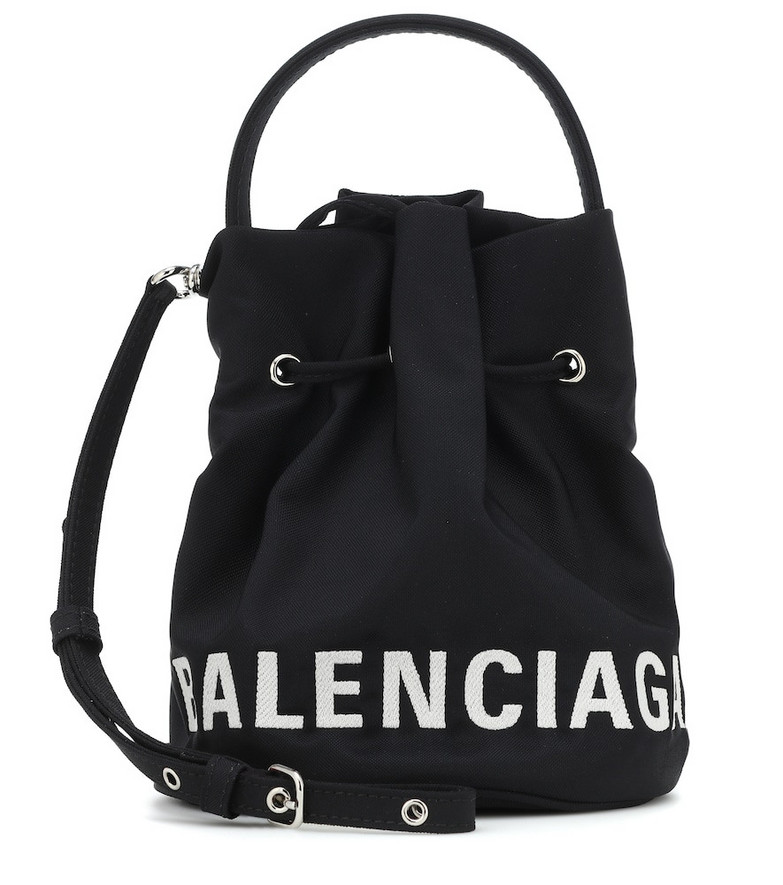 Balenciaga Wheel XS canvas bucket bag in black