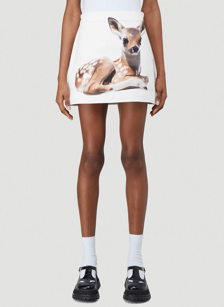 Burberry Deer Print Denim Mini Skirt in White size UK - 08