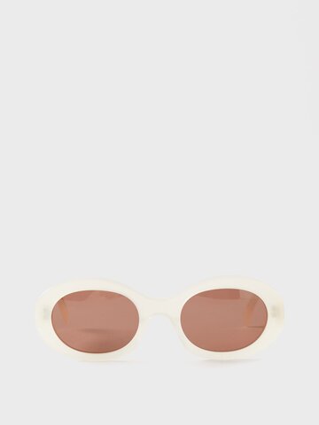 celine eyewear - triomphe oval acetate sunglasses - womens - ivory multi