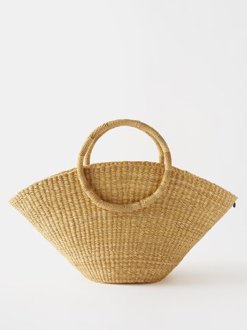 muuñ muuñ - lune straw basket bag - womens - beige