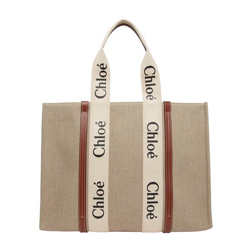 Chloé Large Woody tote bag in brown / white