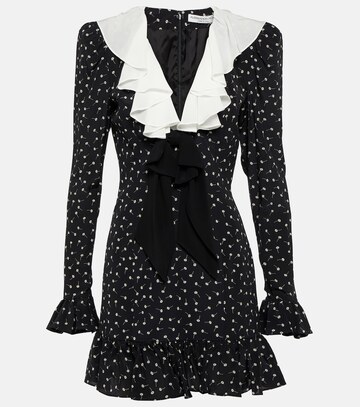 alessandra rich polka-dot silk minidress in black