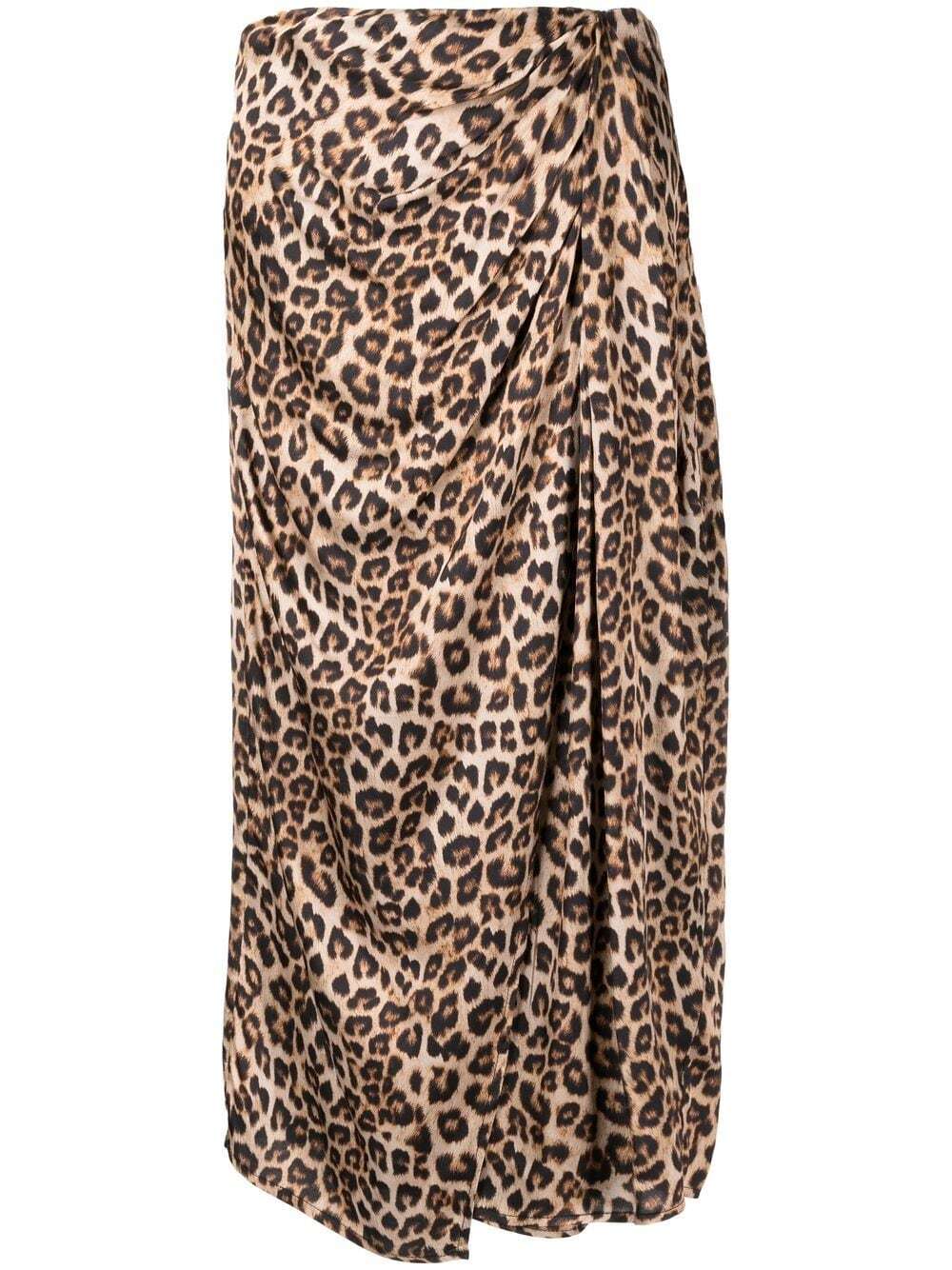 TWINSET draped leopard-print skirt - Brown