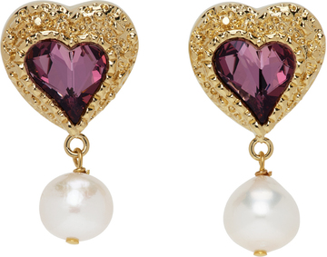 safsafu gold & purple eden love clip-on earrings in pink
