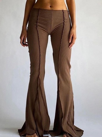 pants,bell bottoms,flare,stitch,brown,rib,ribbed,jersey,leggings,serge,serger,knit