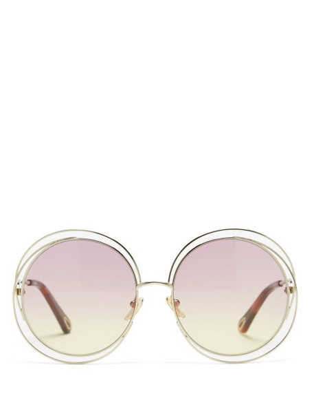 Chloé Chloé - Carlina Oversized Round Metal Sunglasses - Womens - Gold