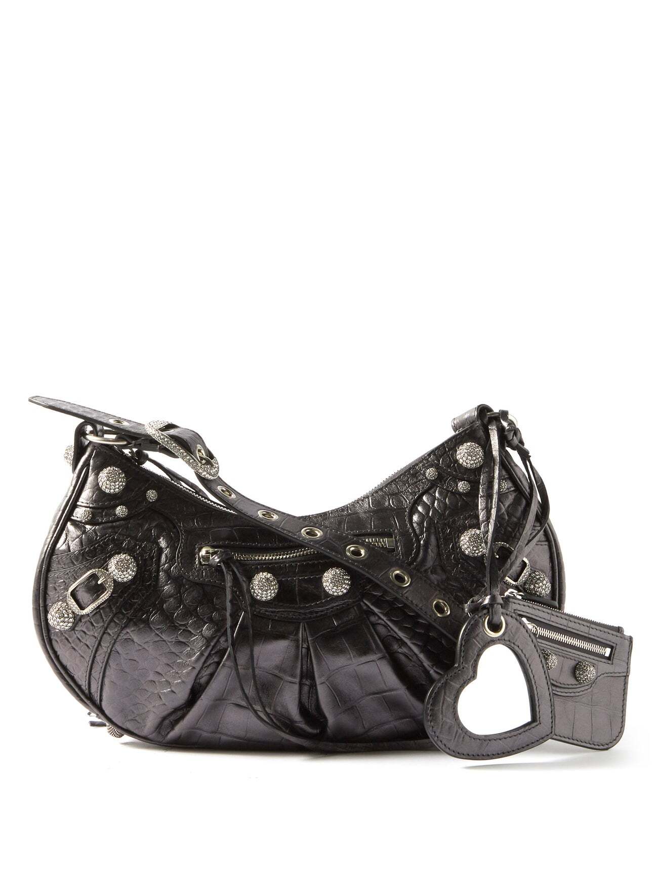 Balenciaga - Cagole S Croc-effect Leather Shoulder Bag - Womens - Grey