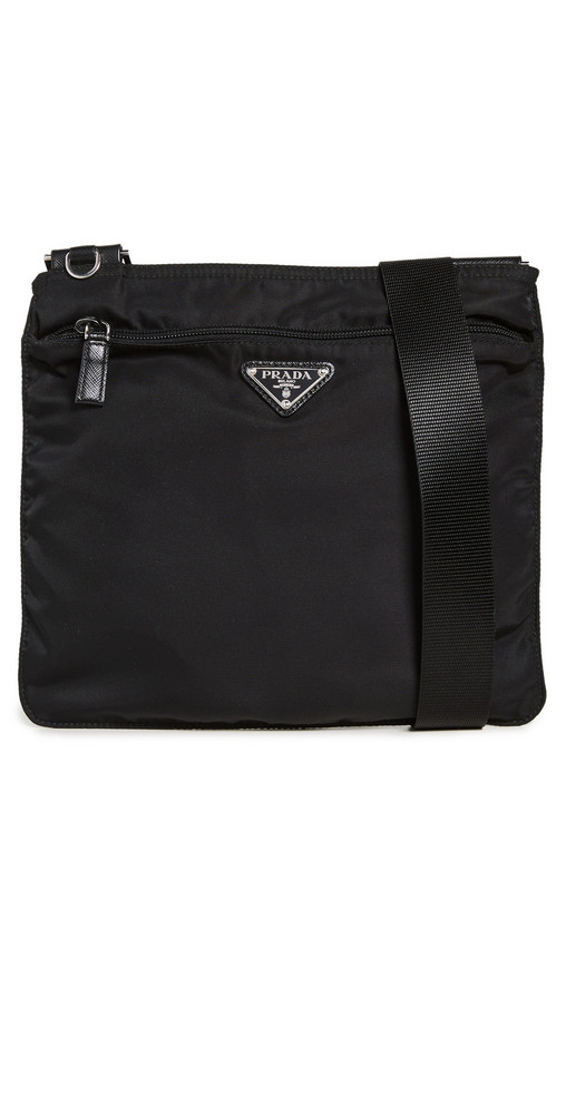 Shopbop Archive Prada Flat Messenger Bag in black