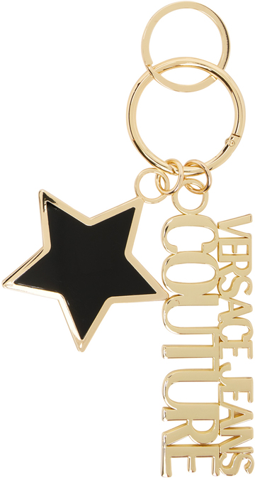 versace jeans couture black & gold stars keychain