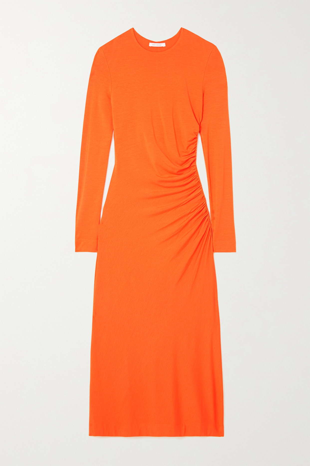 Ninety Percent - Hyacinth Ruched Stretch-tencel Lyocell Midi Dress - Orange
