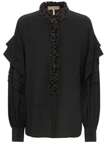 ELIE SAAB Ruffled Silk Chiffon Shirt in black
