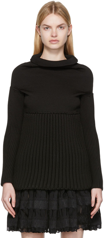 ALAÏA Black Off-Shoulder Sweater in noir