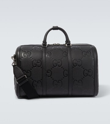 gucci jumbo gg leather travel bag in black