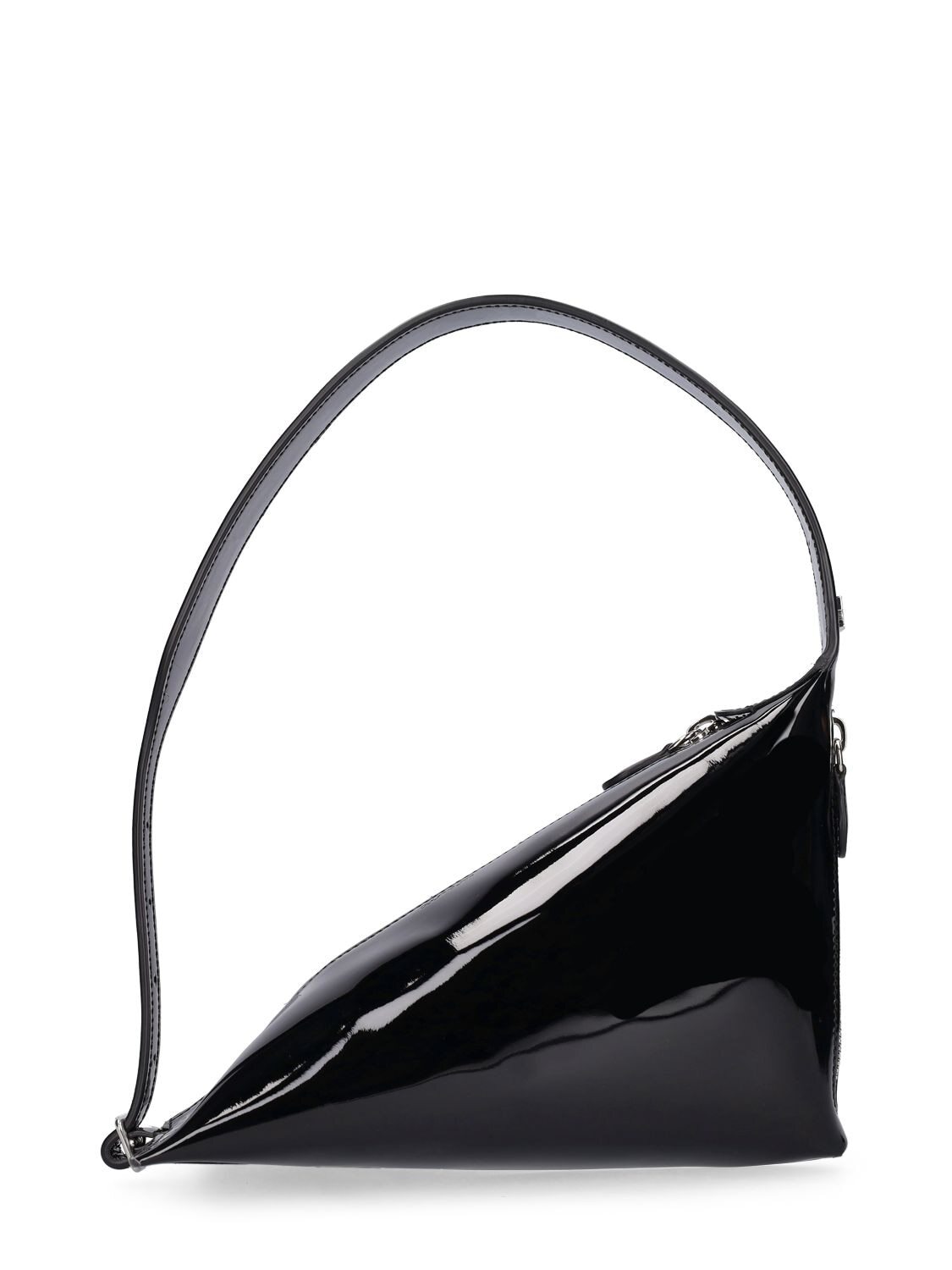 COURREGES Baby Shark Patent Leather Shoulder Bag in black