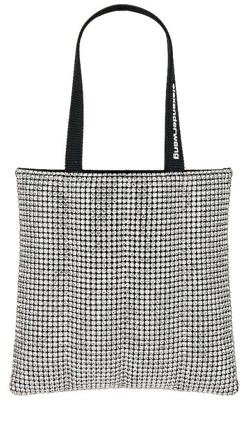 Alexander Wang Heiress Quilted Tote in Metallic Silver in white