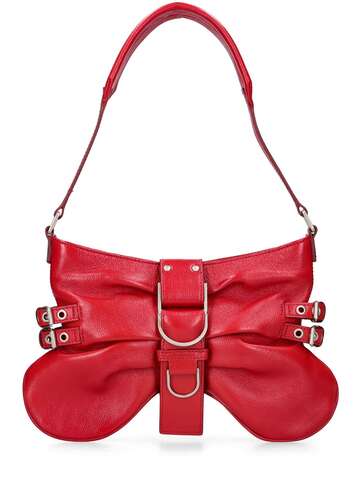 blumarine large butterfly leather shoulder bag in red