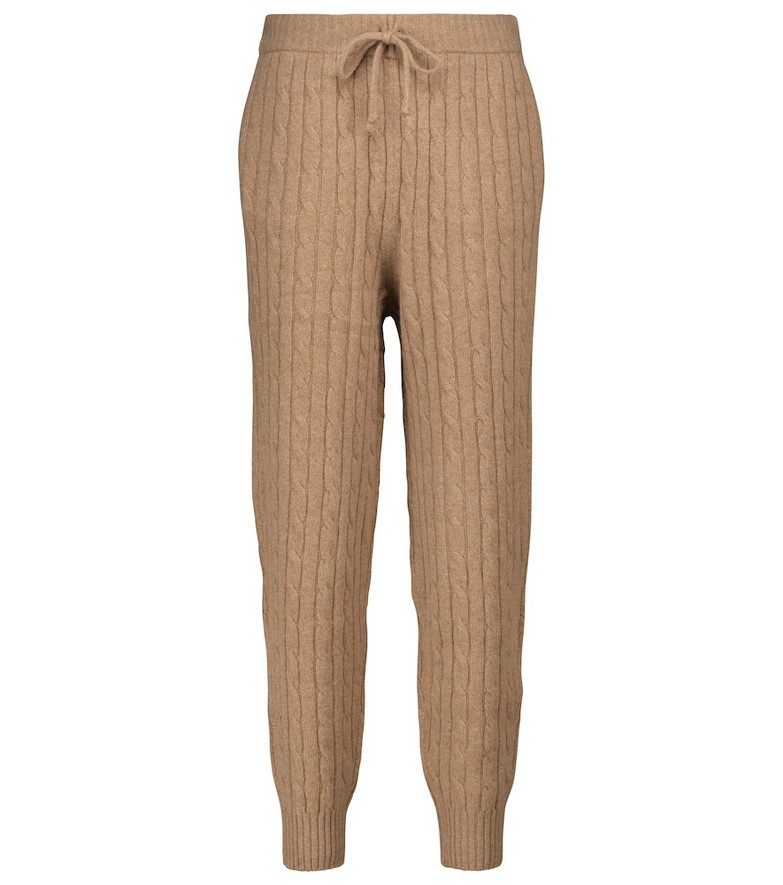 Polo Ralph Lauren Cable-knit wool and cashmere sweatpants in beige
