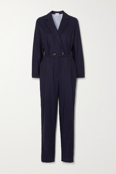 YOOX NET-A-PORTER FOR THE PRINCE'S FOUNDATION - Double-breasted Herringbone Cashmere Jumpsuit - Blue
