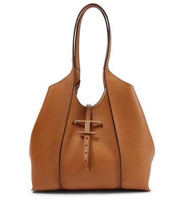 tod's timeless small leather tote bag in brown