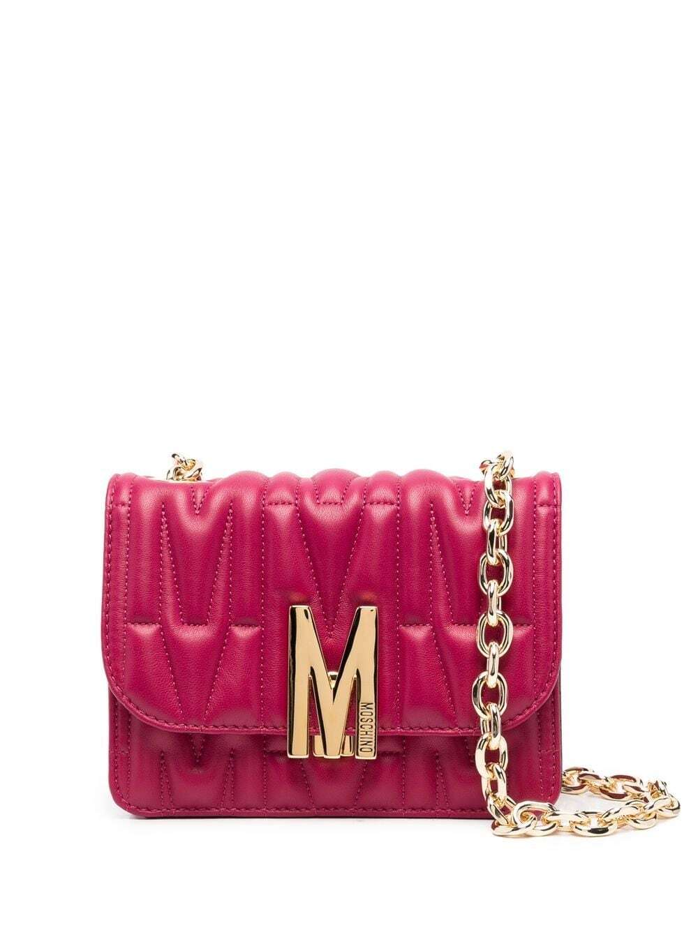 Moschino M logo quilted cross-body bag - Pink