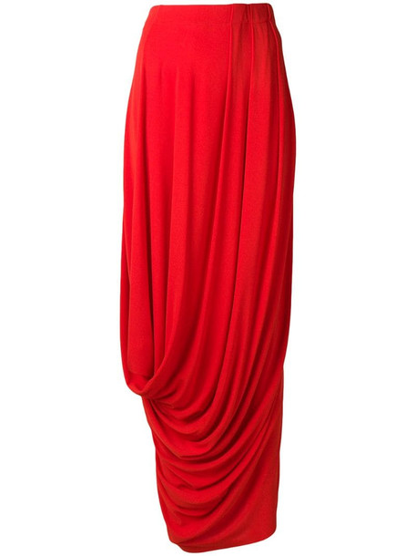 Marni draped maxi skirt in red