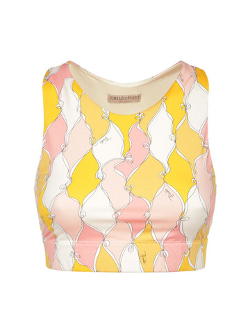 EMILIO PUCCI Sustainable Tech Printed Crop Top in yellow / multi