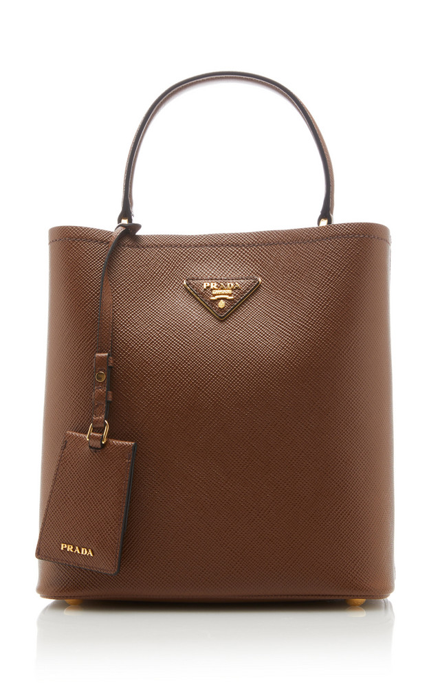 Prada Saffiano Cuir Top Handle Bag in brown