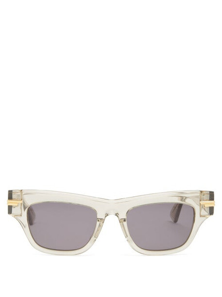 Bottega Veneta - Cat-eye Acetate And Metal Sunglasses - Womens - Beige Grey