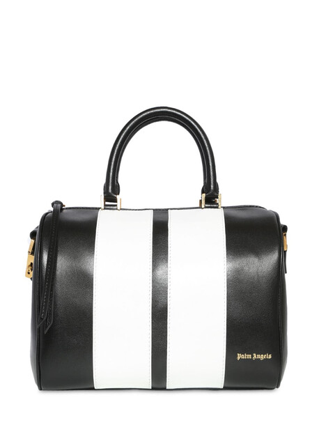 PALM ANGELS Track Trunk Leather Top Handle Bag in black / white