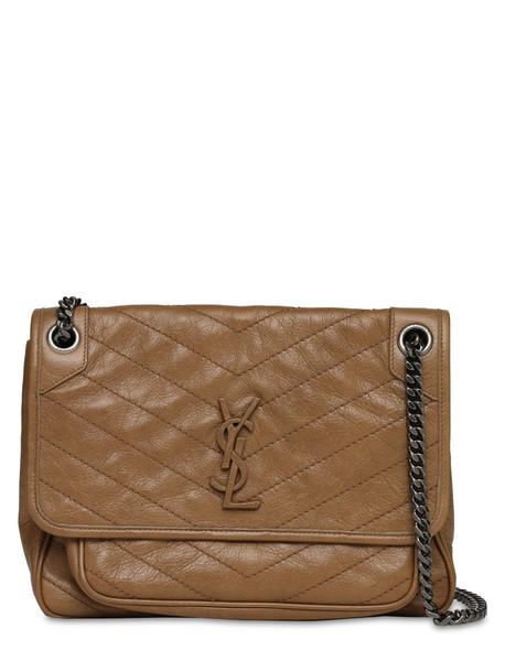 SAINT LAURENT Medium Niki Monogram Leather Bag in natural / tan