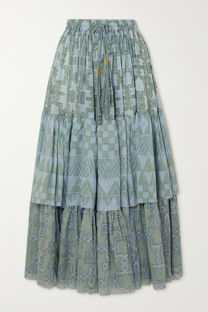 YVONNE S - Tiered Printed Cotton-voile Maxi Skirt - Green