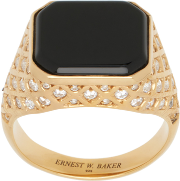 ernest w. baker gold diamond quilted stone ring