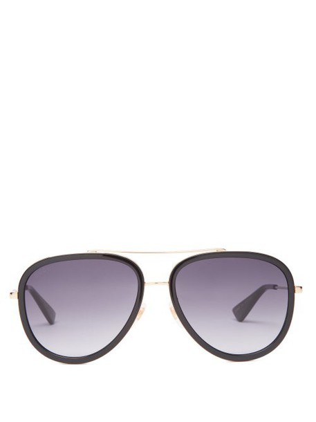 Gucci - Aviator Metal Sunglasses - Womens - Grey Gold