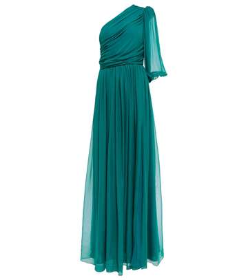 costarellos shauna silk georgette gown in blue