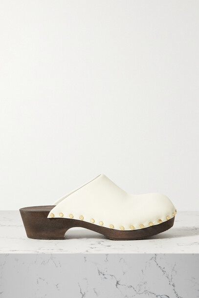 Khaite - Lucca Studded Leather Clogs - White