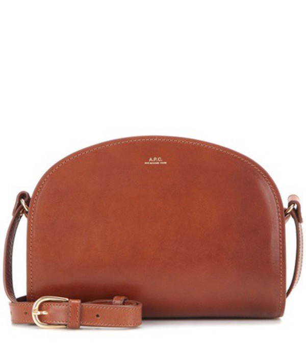 A.P.C. Demi-Lune leather shoulder bag in brown
