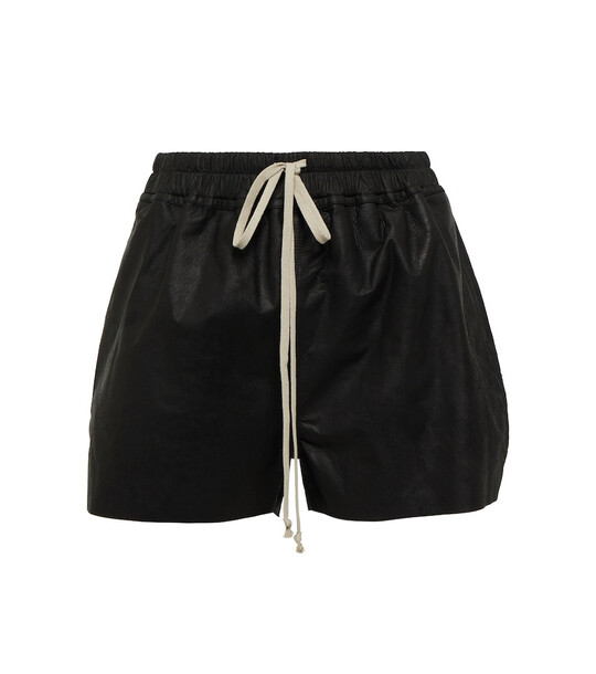 Rick Owens Fog high-rise leather shorts in black