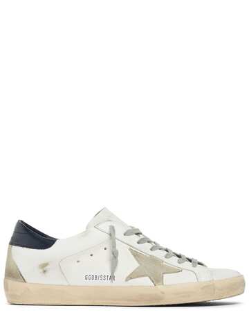 golden goose super star leather & suede sneakers in blue / white