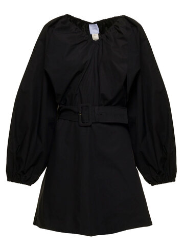 Patou Womans Black Cotton Dress With Belt in nero