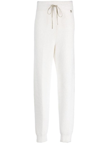 twinset fuzzy drawstring-waist track pants - white