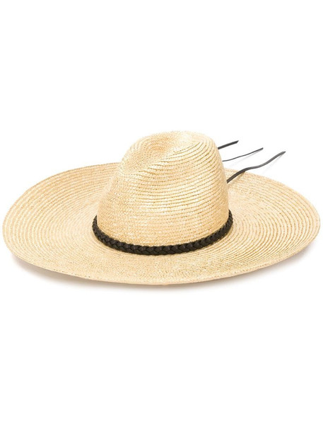Saint Laurent wide brim straw sun hat in brown