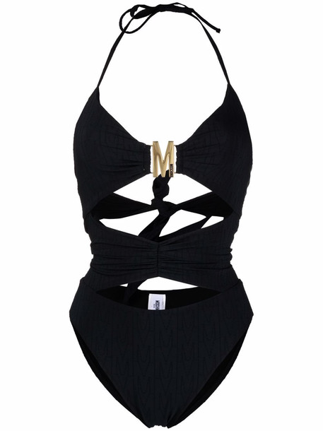 Moschino M logo cut-out swimsuit - Black