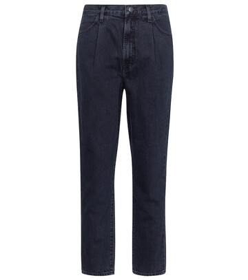 j brand pleated peg high-rise tapered jeans in blue