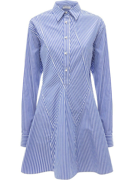 JW Anderson godet-hem striped shirt-dress in blue