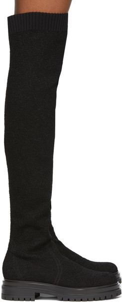 Gianvito Rossi Black Bouclé Over-The-Knee Boots