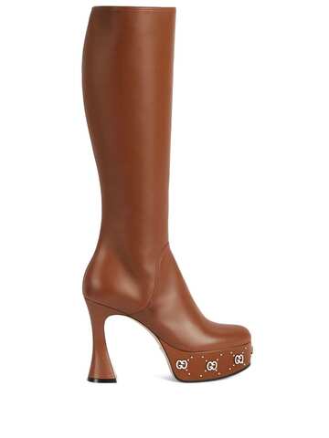 gucci gg knee-length boots - brown