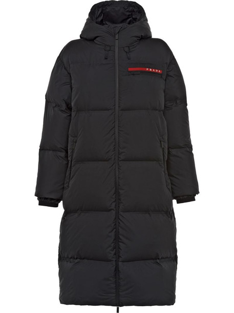 Prada Linea Rossa technical puffer coat in black