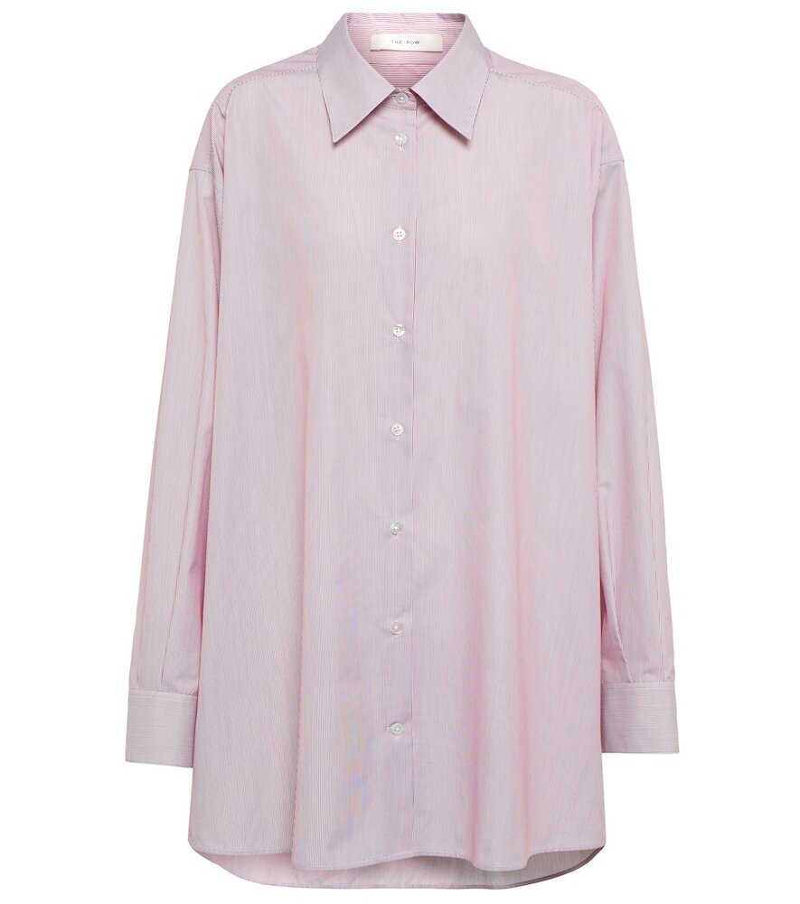 The Row Luka pinstriped cotton shirt in pink