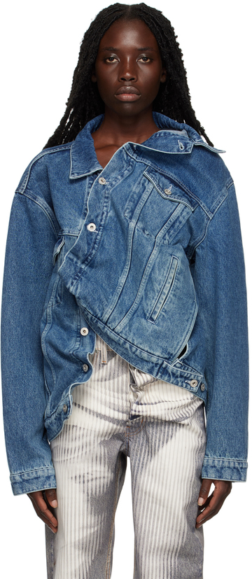 Y/Project Blue Classic Wire Denim Jacket in navy