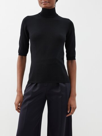 max mara - ciriaco high-neck wool knit top - womens - black